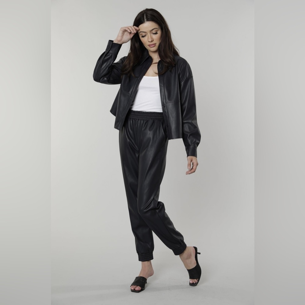 Dolce Cabo Black Faux Leather Joggers